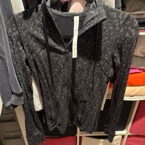 Black Patterned Zip-Up Hoodie